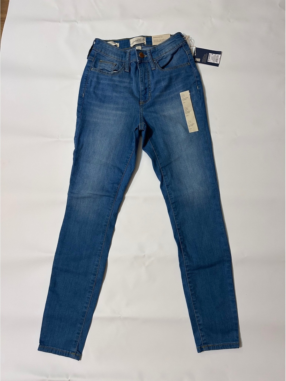 NWT Universal Thread High Rise Skinny Jeans Women 00 Short Super Stretch Blue